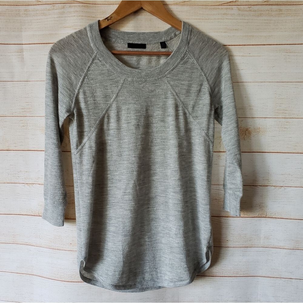 ATM 100% Cashmere Shirt Hem Long Sleeve Lightweight Round Neck Sweater Size XS